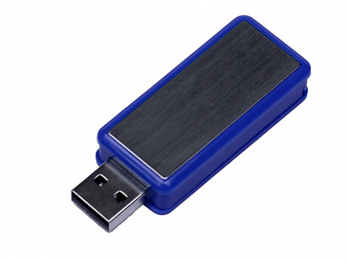 USB-флешка промо на 64 Гб прямоугольной формы, выдвижной механизм, синий — РПК «Прогресс»