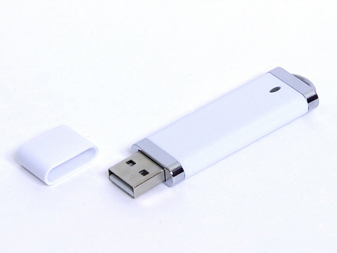 USB-флешка промо на 128 Гб прямоугольной классической формы, белый — РПК «Прогресс»