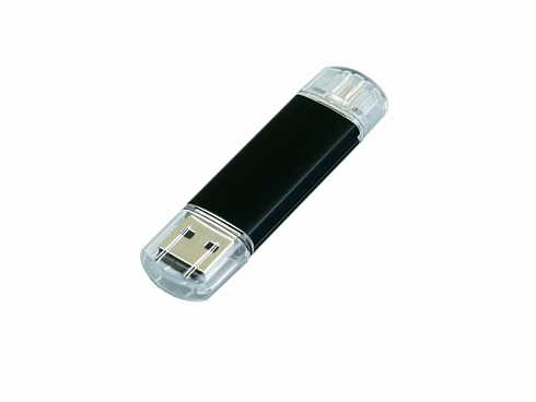 USB-флешка на 64 ГБ.c дополнительным разъемом Micro USB, черный — РПК «Прогресс»