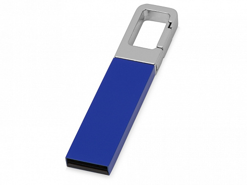 Флеш-карта USB 2.0 16 Gb с карабином Hook, синий/серебристый — РПК «Прогресс»