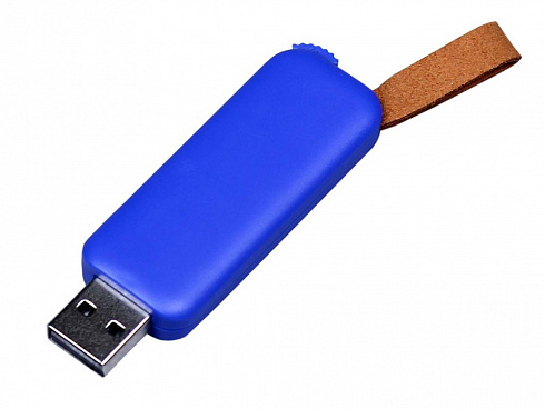 USB-флешка промо на 64 Гб прямоугольной формы, выдвижной механизм, синий — РПК «Прогресс»