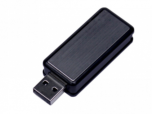USB-флешка промо на 32 Гб прямоугольной формы, выдвижной механизм, черный — РПК «Прогресс»