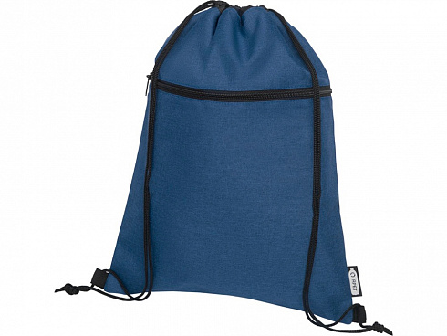 Рюкзак со шнурком Ross из переработанного ПЭТ, heather navy — РПК «Прогресс»