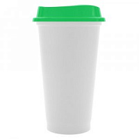 Стакан с крышкой Color Cap White, белый с зеленым