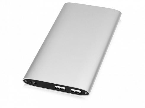 Портативное зарядное устройство Джет с 2-мя USB-портами, 8000 mAh, серебристый — РПК «Прогресс»