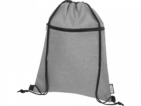 Рюкзак со шнурком Ross из переработанного ПЭТ, heather medium grey — РПК «Прогресс»