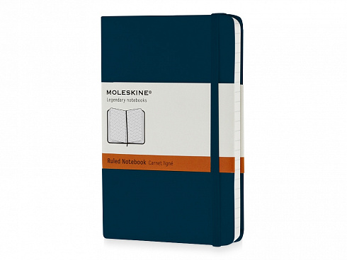 Записная книжка Moleskine Classic (в линейку) в твердой обложке, Pocket (9x14см), голубой сапфир — РПК «Прогресс»