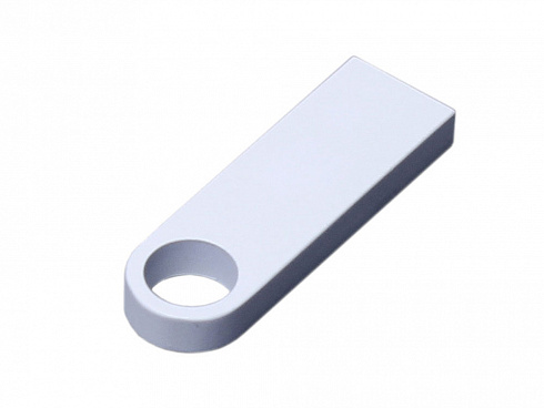 USB 2.0-флешка на 16 Гб с мини чипом и круглым отверстием, белый — РПК «Прогресс»