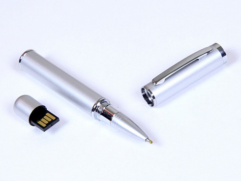 USB-флешка на 64 ГБ в виде ручки с мини чипом, серебро — РПК «Прогресс»