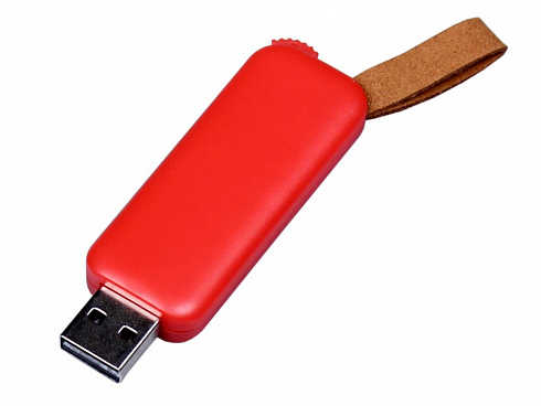 USB-флешка промо на 64 Гб прямоугольной формы, выдвижной механизм, красный — РПК «Прогресс»
