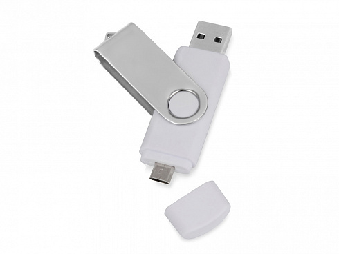 USB/micro USB-флешка 2.0 на 16 Гб Квебек OTG, белый — РПК «Прогресс»