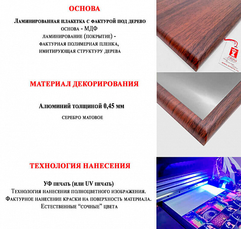 Плакетка с металлической пластиной
