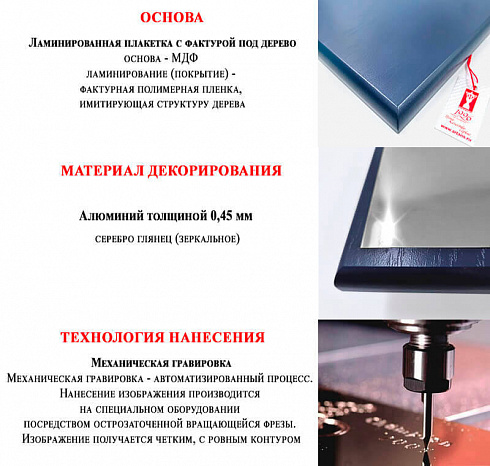 Плакетка с металлической пластиной