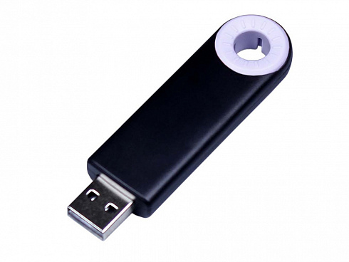 USB-флешка промо на 64 Гб прямоугольной формы, выдвижной механизм, белый — РПК «Прогресс»
