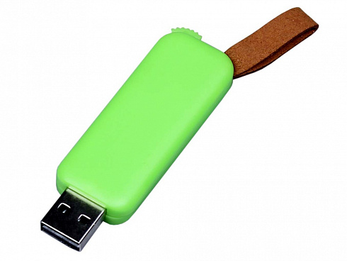 USB-флешка промо на 32 Гб прямоугольной формы, выдвижной механизм, зеленый — РПК «Прогресс»