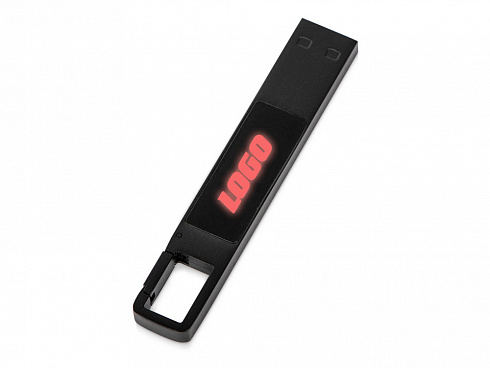 USB 2.0- флешка на 32 Гб c подсветкой логотипа Hook LED, темно-серый, красная подсветка — РПК «Прогресс»