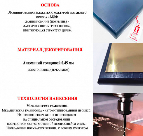 Плакетка с металлической пластиной