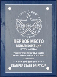 Плакетка (синяя) с лазерной гравировкой на акриловом стекле