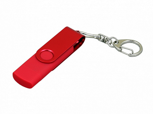 Флешка с поворотным механизмом, c дополнительным разъемом Micro USB, 16 Гб, красный — РПК «Прогресс»