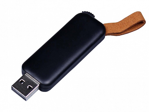 USB-флешка промо на 128 Гб прямоугольной формы, выдвижной механизм, черный — РПК «Прогресс»
