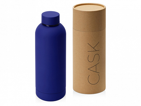 Вакуумная термобутылка Cask Waterline, soft touch, 500 мл, тубус, синий — РПК «Прогресс»