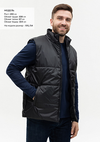 Жилет унисекс STAN утепленный таффета 210T,200, 84, Чёрный,  (20)  (60-62/5XL)